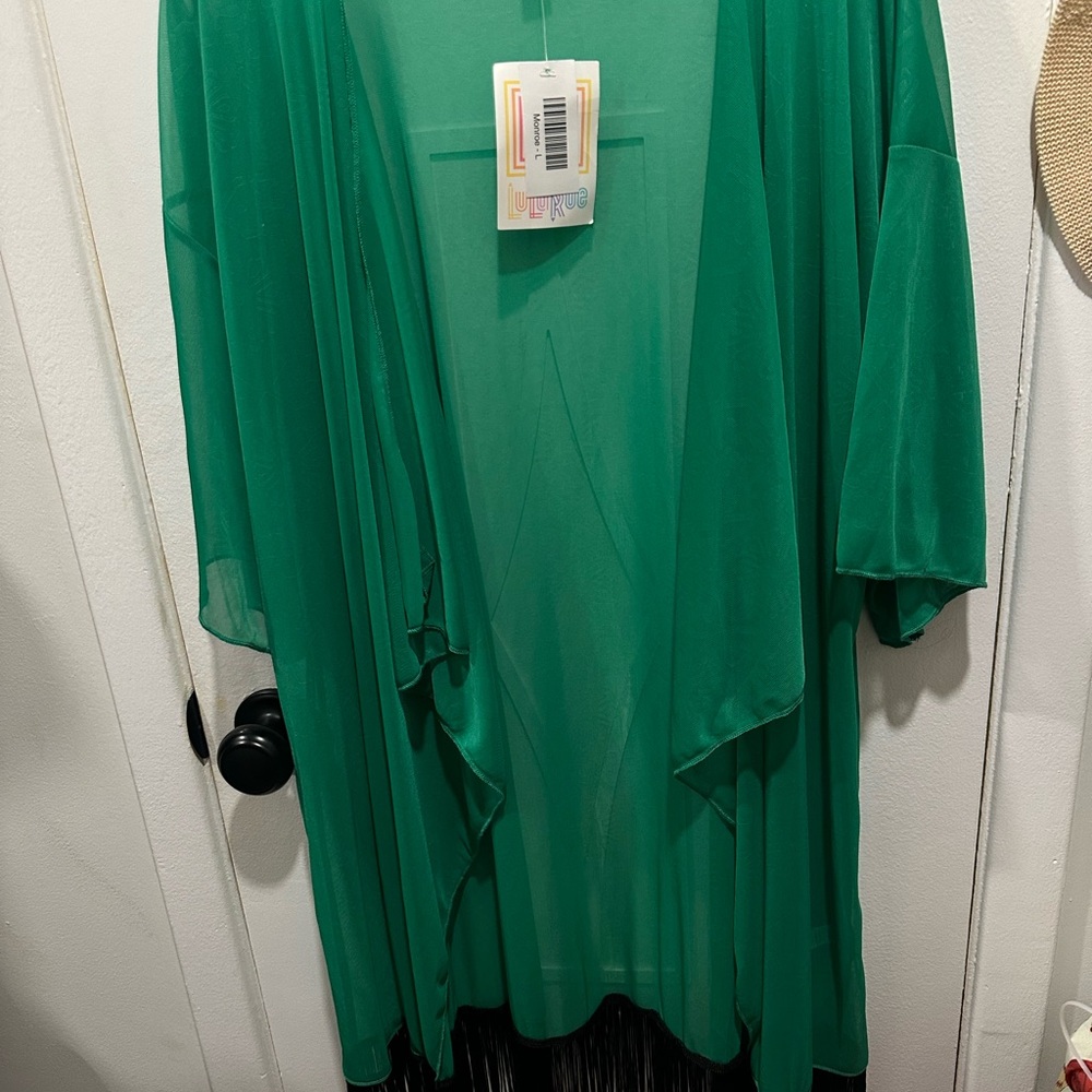 LuLaRoe Green Sheer Kimono Cover Up - SIZE LARGE